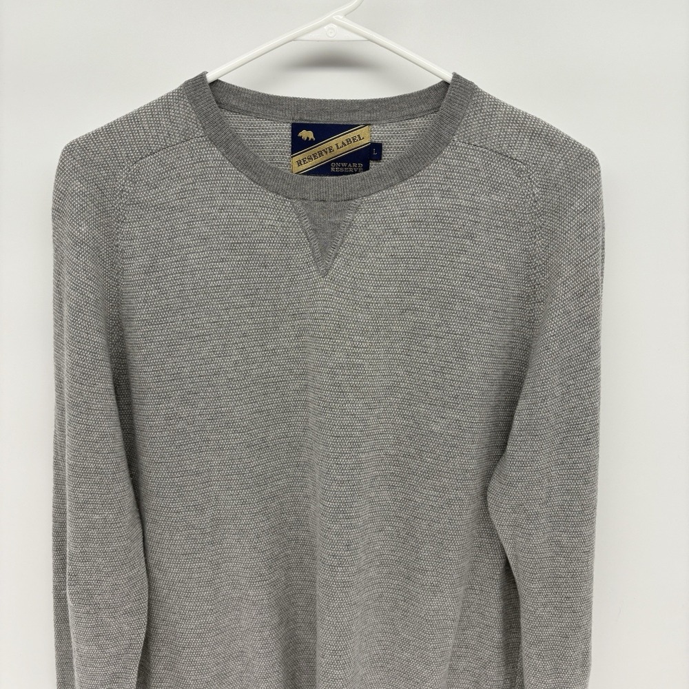 Onward Reserve Cashmere Blend Textured Crewneck Sweater Elbow Pads Preppy Men L - Picture 2 of 10